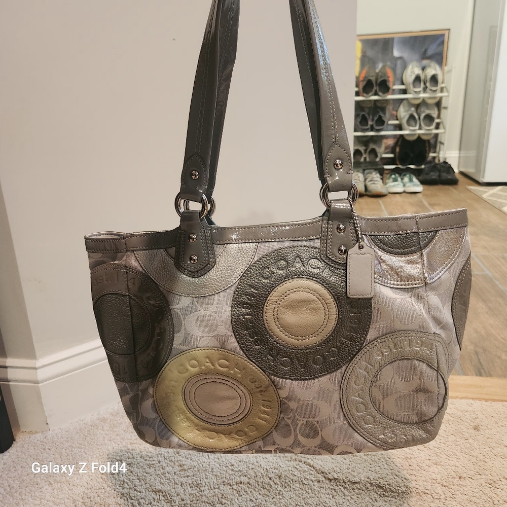 Coach F19042 Grey Multi Pieced Patchwork - image 1